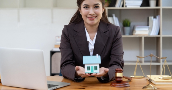 Real estate lawyer smiling