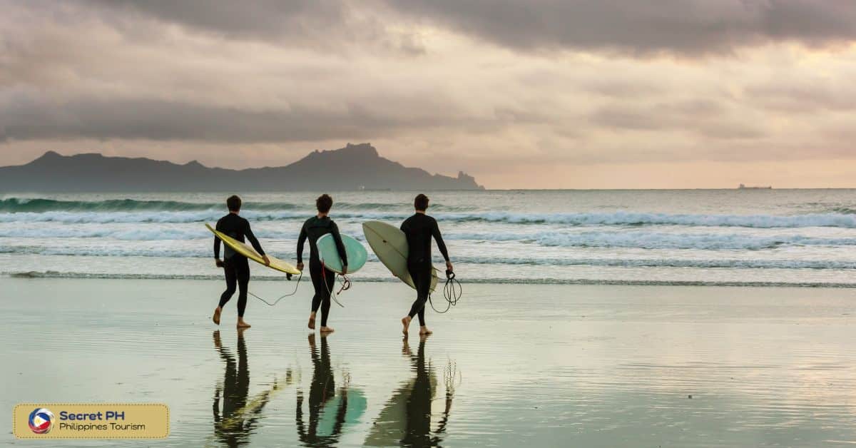 Surfing and swimming