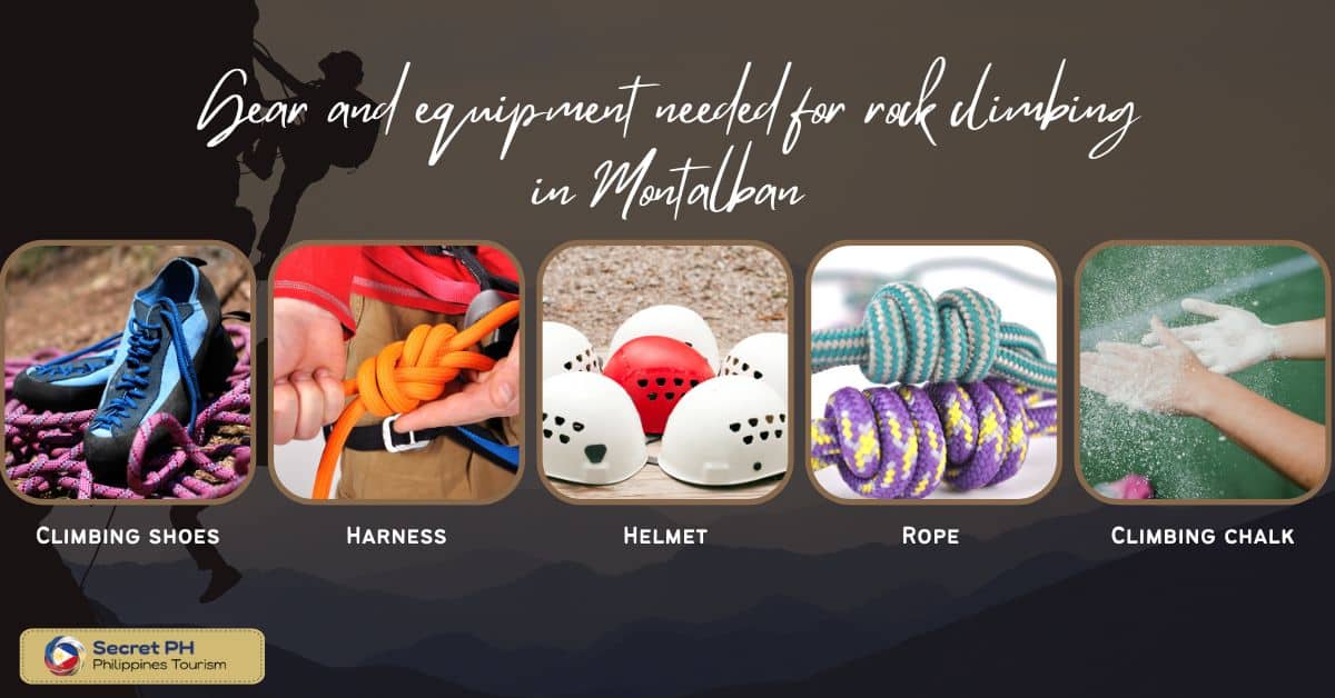 Gear and equipment needed for rock climbing in Montalban