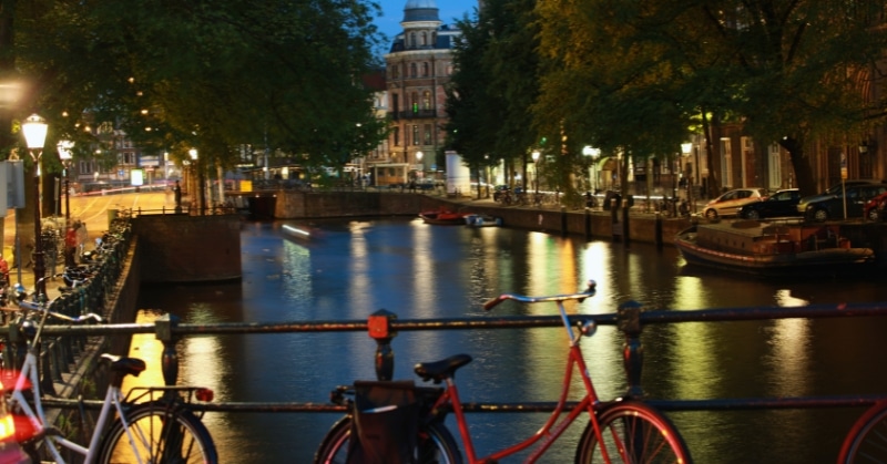 Canal in Amsterdam at night
