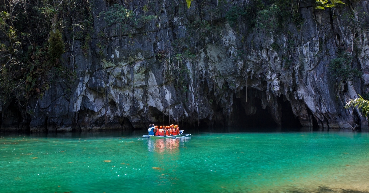 Tourist visiting Underground River in Palawan