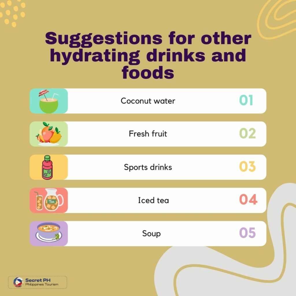 Suggestions for other hydrating drinks and foods