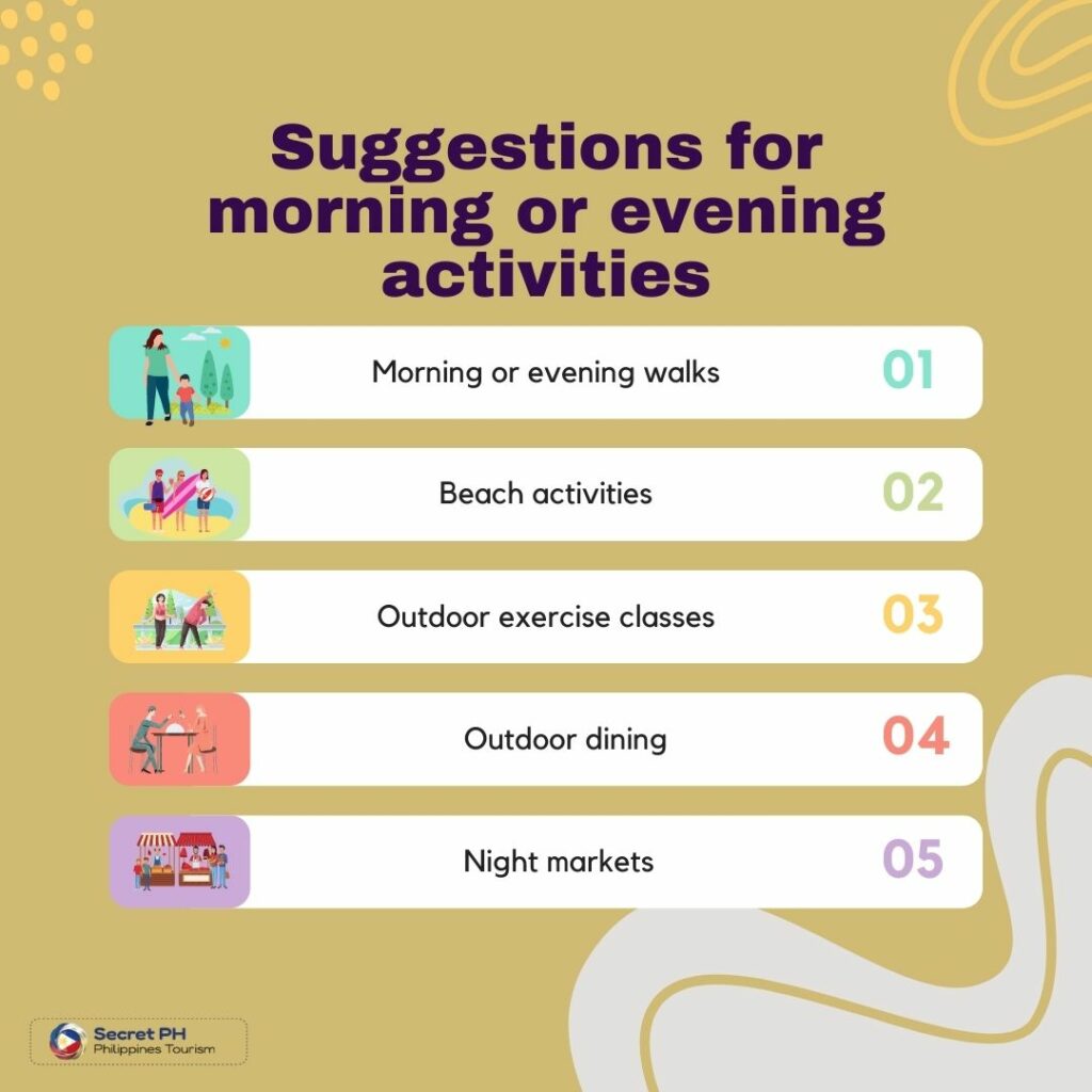 Suggestions for morning or evening activities