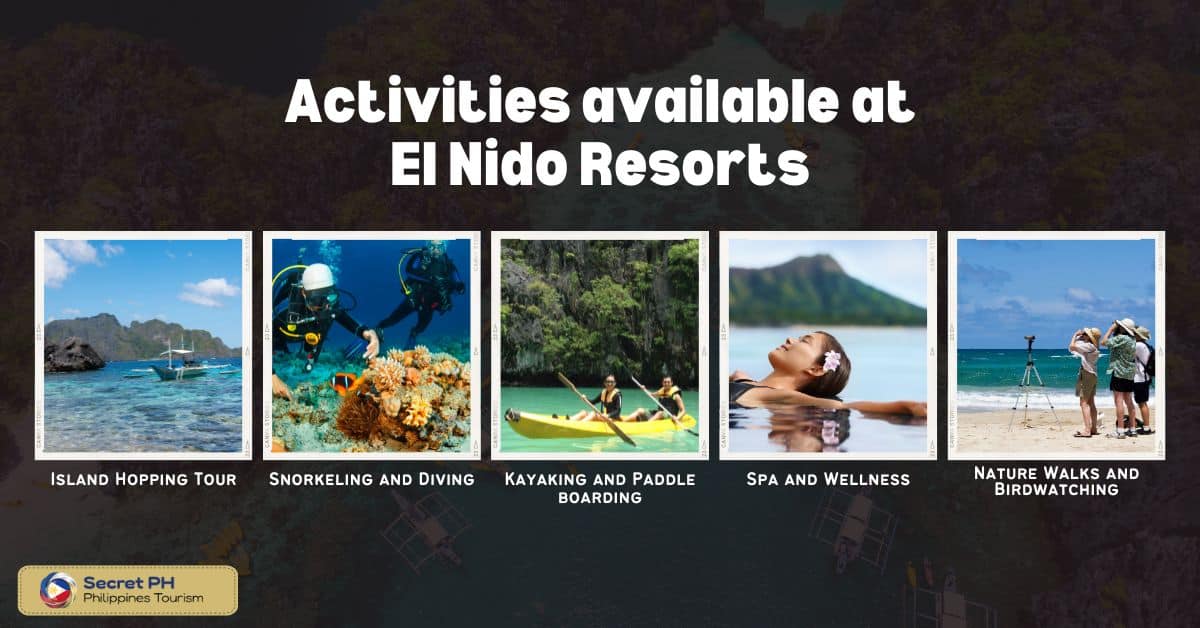 Activities available at El Nido Resorts